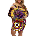 Custom NAIDOC Week 2024 Broncos Off Shoulder Short Dress Mascot Rugby