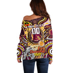 Custom NAIDOC Week 2024 Broncos Off Shoulder Sweater Mascot Rugby