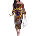 Custom NAIDOC Week 2024 Broncos Off The Shoulder Long Sleeve Dress Mascot Rugby