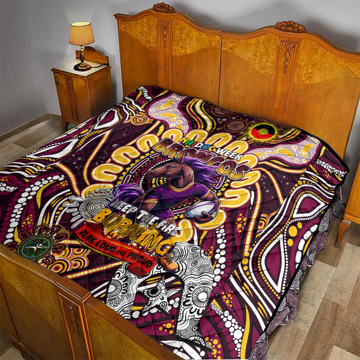 NAIDOC Week 2024 Broncos Quilt Mascot Rugby