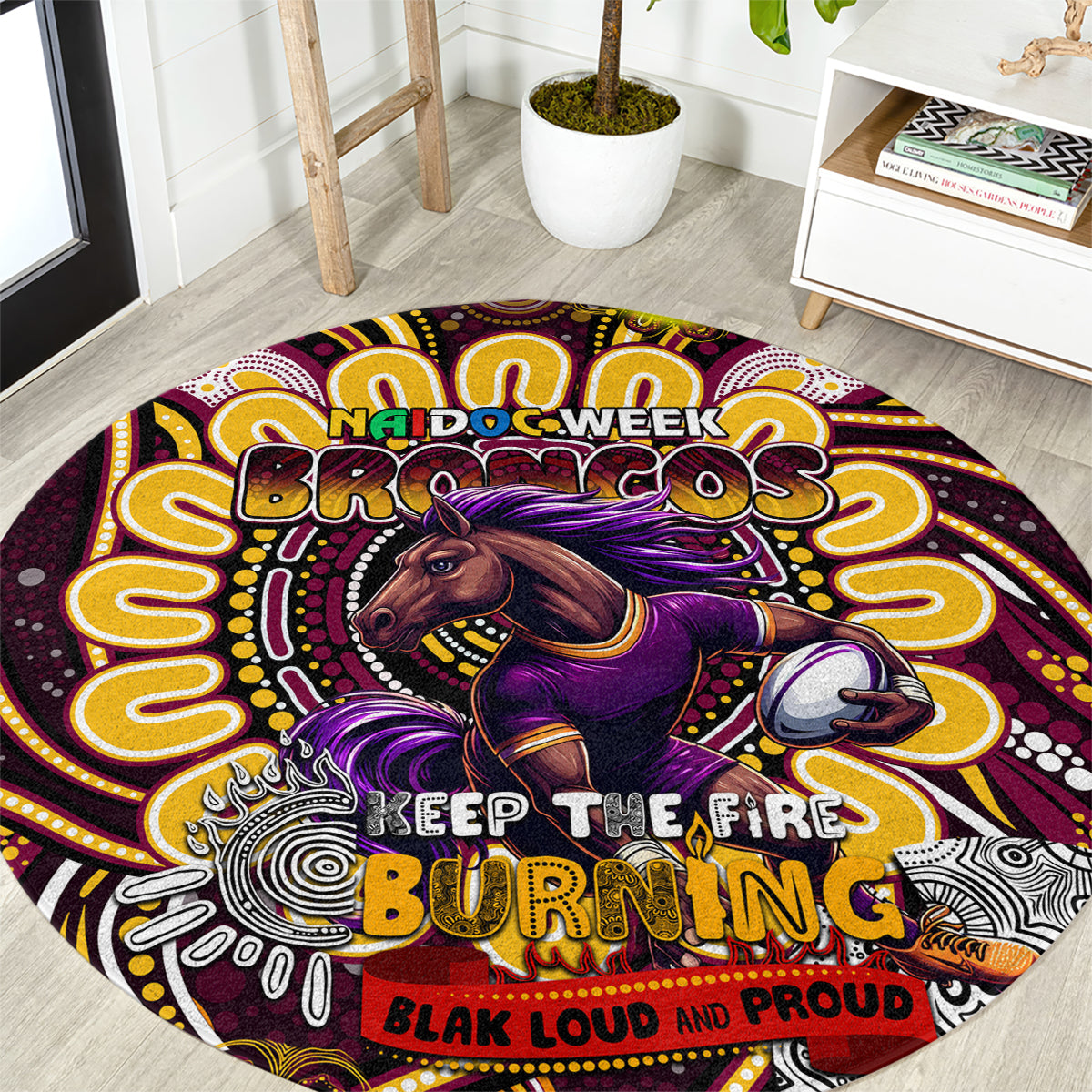 NAIDOC Week 2024 Broncos Round Carpet Mascot Rugby