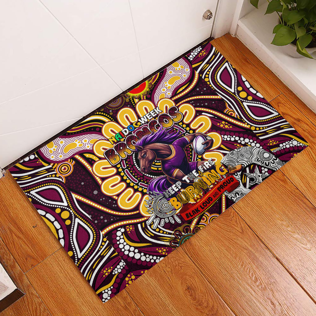 NAIDOC Week 2024 Broncos Rubber Doormat Mascot Rugby
