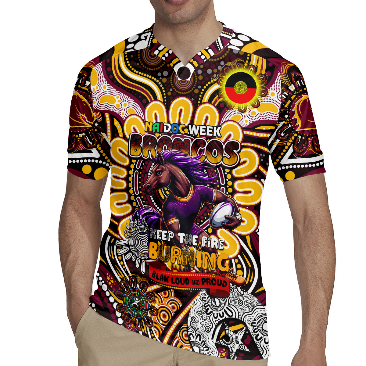 Custom NAIDOC Week 2024 Broncos Rugby Jersey Mascot Rugby