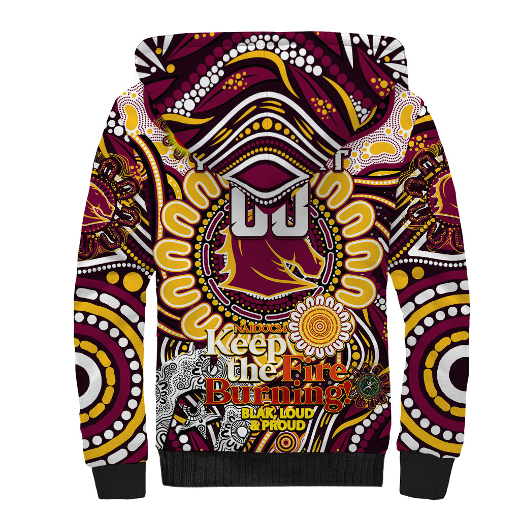 Custom NAIDOC Week 2024 Broncos Sherpa Hoodie Mascot Rugby
