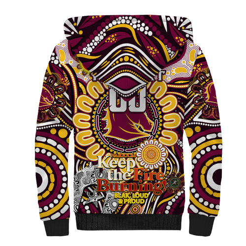 Custom NAIDOC Week 2024 Broncos Sherpa Hoodie Mascot Rugby