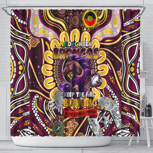 NAIDOC Week 2024 Broncos Shower Curtain Mascot Rugby
