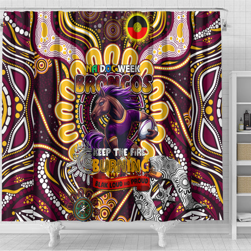 NAIDOC Week 2024 Broncos Shower Curtain Mascot Rugby