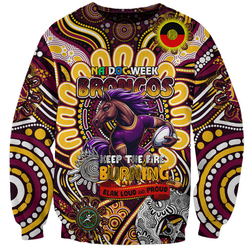 Custom NAIDOC Week 2024 Broncos Sweatshirt Mascot Rugby