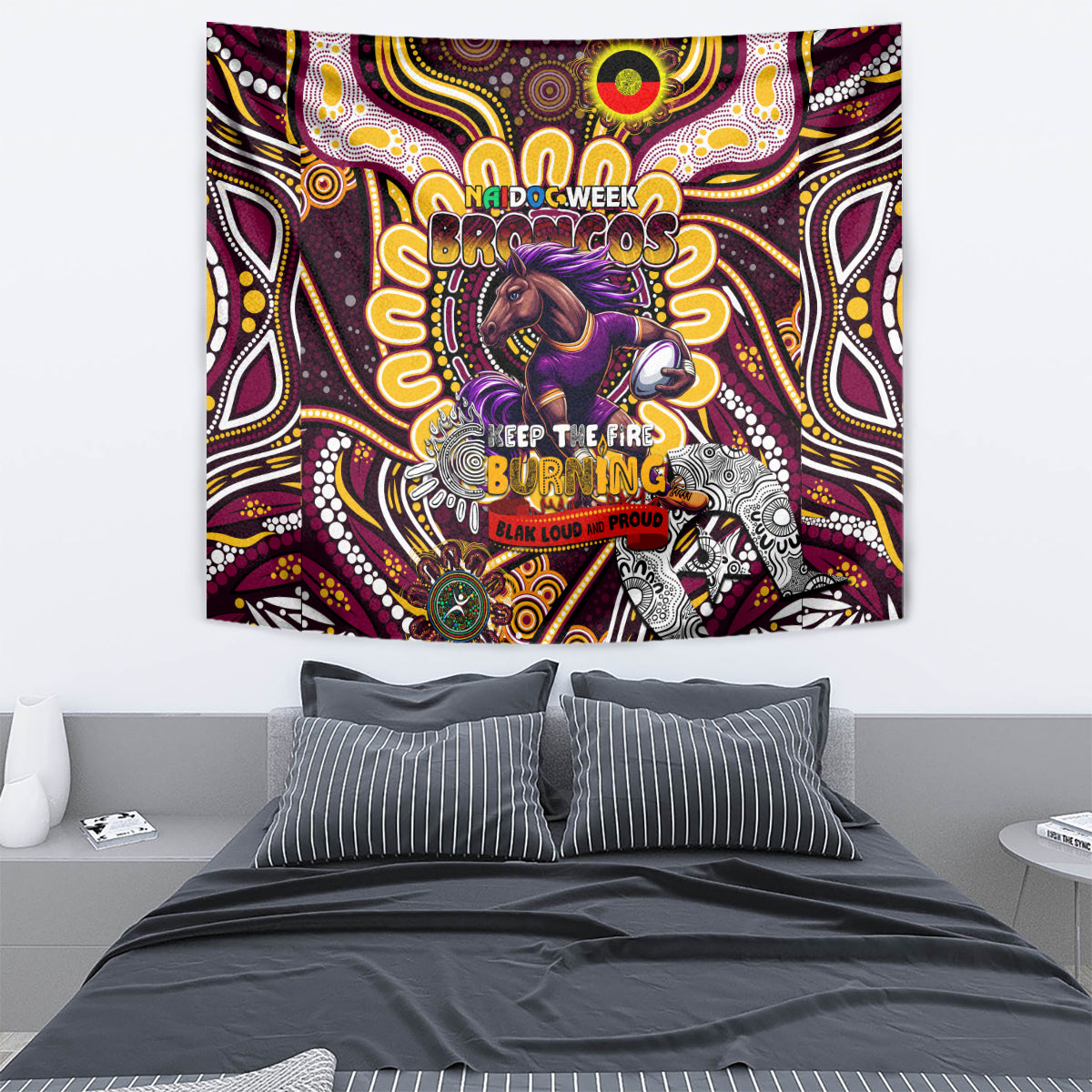 NAIDOC Week 2024 Broncos Tapestry Mascot Rugby
