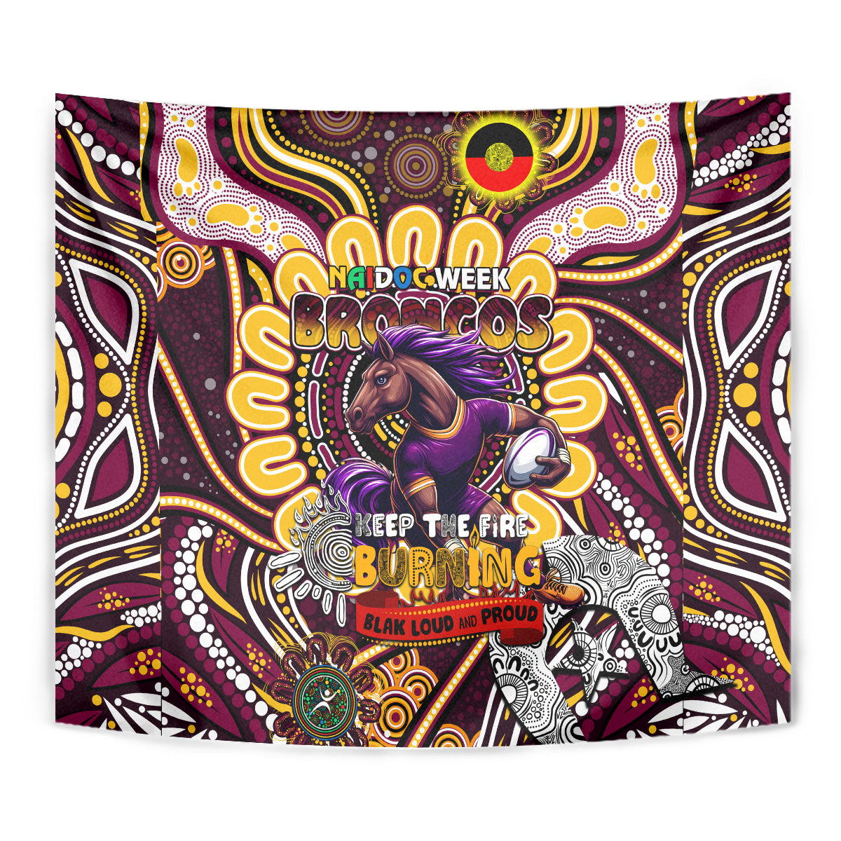 NAIDOC Week 2024 Broncos Tapestry Mascot Rugby