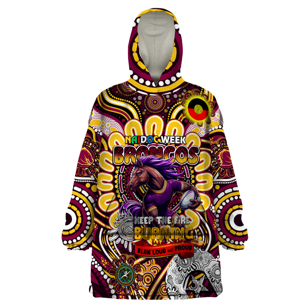 Custom NAIDOC Week 2024 Broncos Wearable Blanket Hoodie Mascot Rugby
