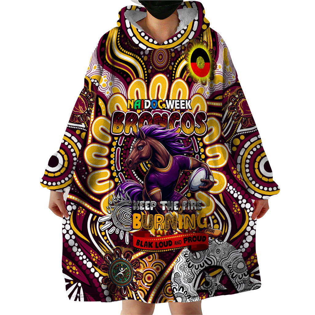 Custom NAIDOC Week 2024 Broncos Wearable Blanket Hoodie Mascot Rugby