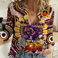 Custom NAIDOC Week 2024 Broncos Women Casual Shirt Mascot Rugby