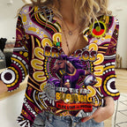 Custom NAIDOC Week 2024 Broncos Women Casual Shirt Mascot Rugby