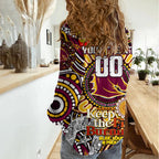 Custom NAIDOC Week 2024 Broncos Women Casual Shirt Mascot Rugby