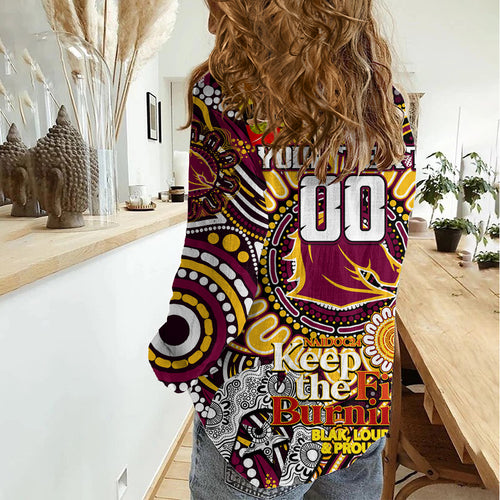 Custom NAIDOC Week 2024 Broncos Women Casual Shirt Mascot Rugby