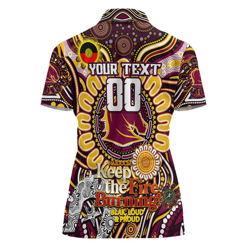Custom NAIDOC Week 2024 Broncos Women Polo Shirt Mascot Rugby