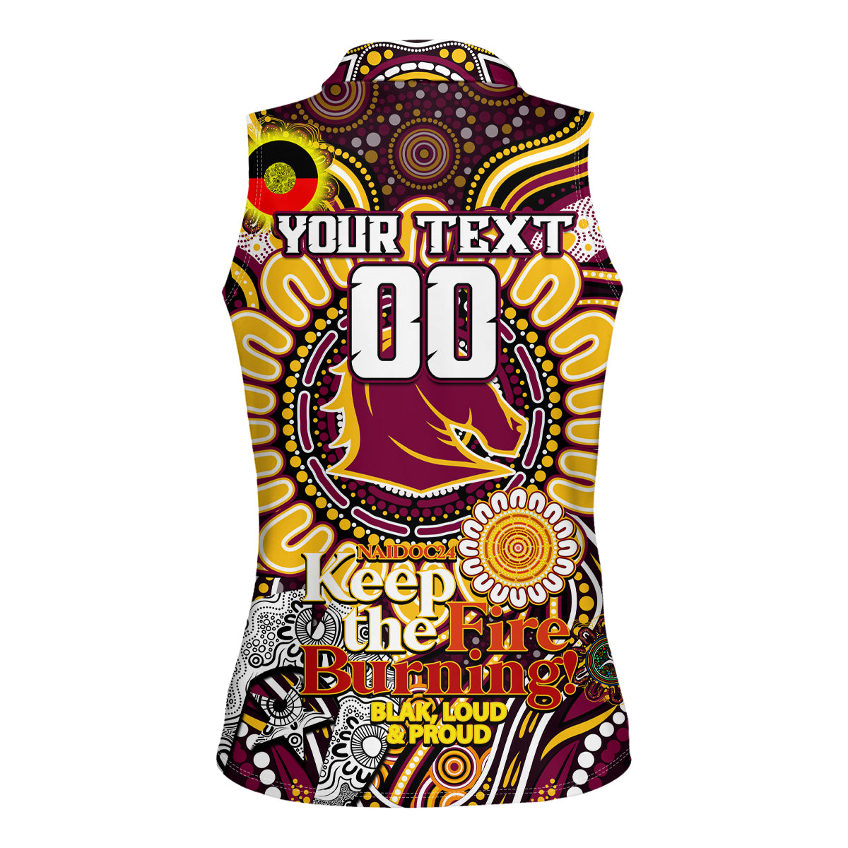 Custom NAIDOC Week 2024 Broncos Women Sleeveless Polo Shirt Mascot Rugby