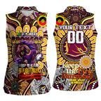 Custom NAIDOC Week 2024 Broncos Women Sleeveless Polo Shirt Mascot Rugby