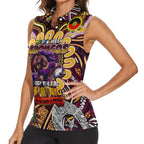 Custom NAIDOC Week 2024 Broncos Women Sleeveless Polo Shirt Mascot Rugby