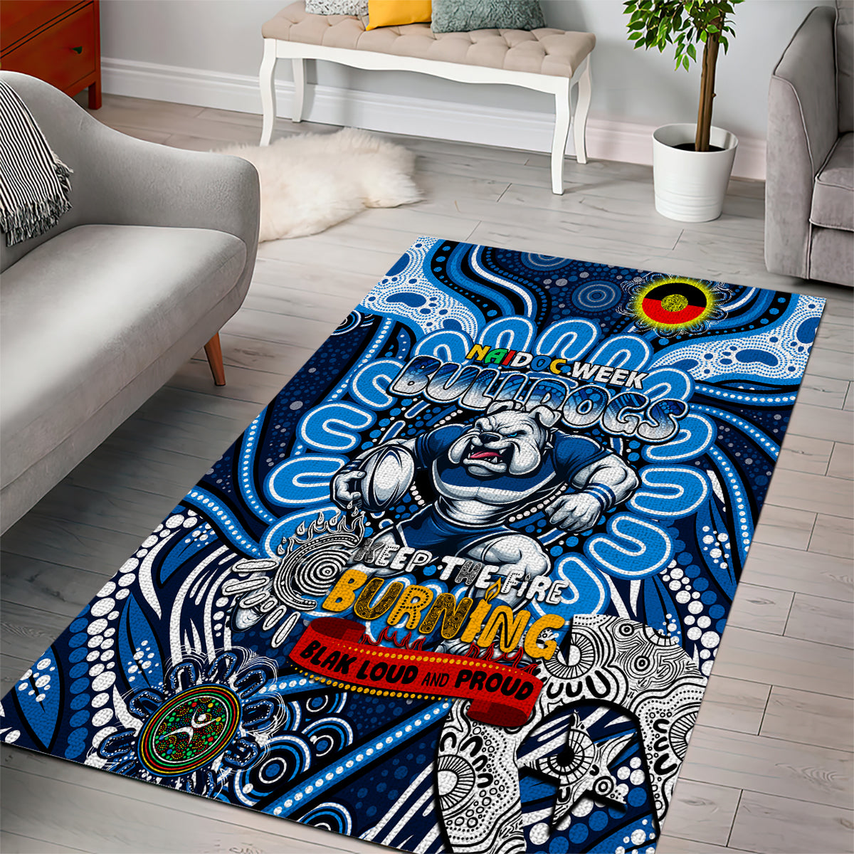 NAIDOC Week 2024 Bulldogs Area Rug Mascot Rugby