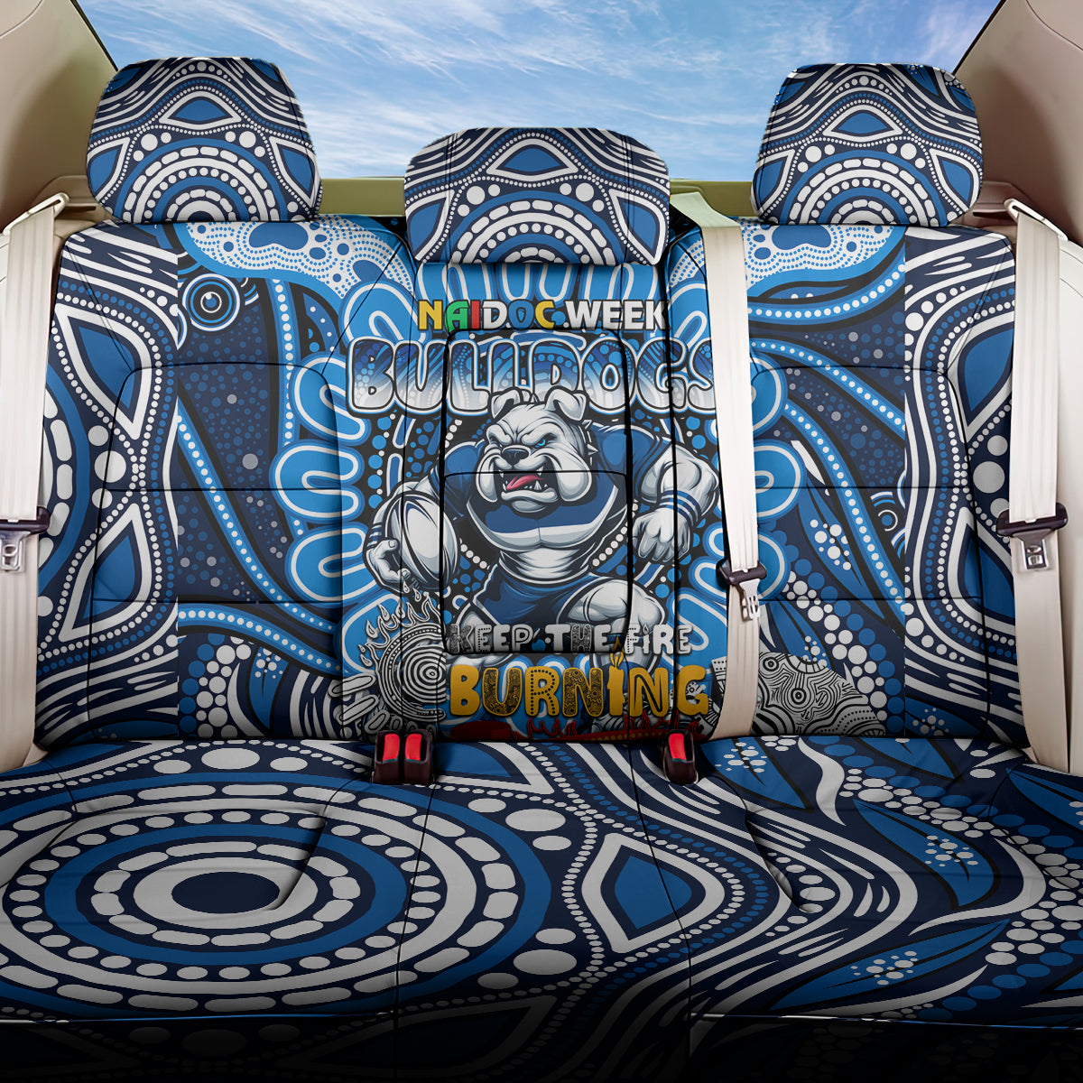 NAIDOC Week 2024 Bulldogs Back Car Seat Cover Mascot Rugby