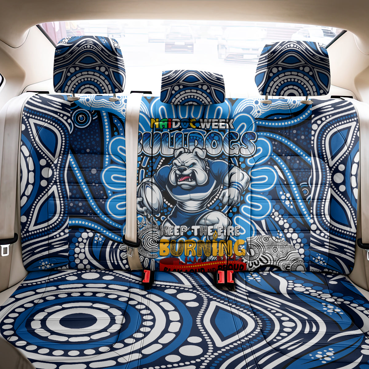 NAIDOC Week 2024 Bulldogs Back Car Seat Cover Mascot Rugby