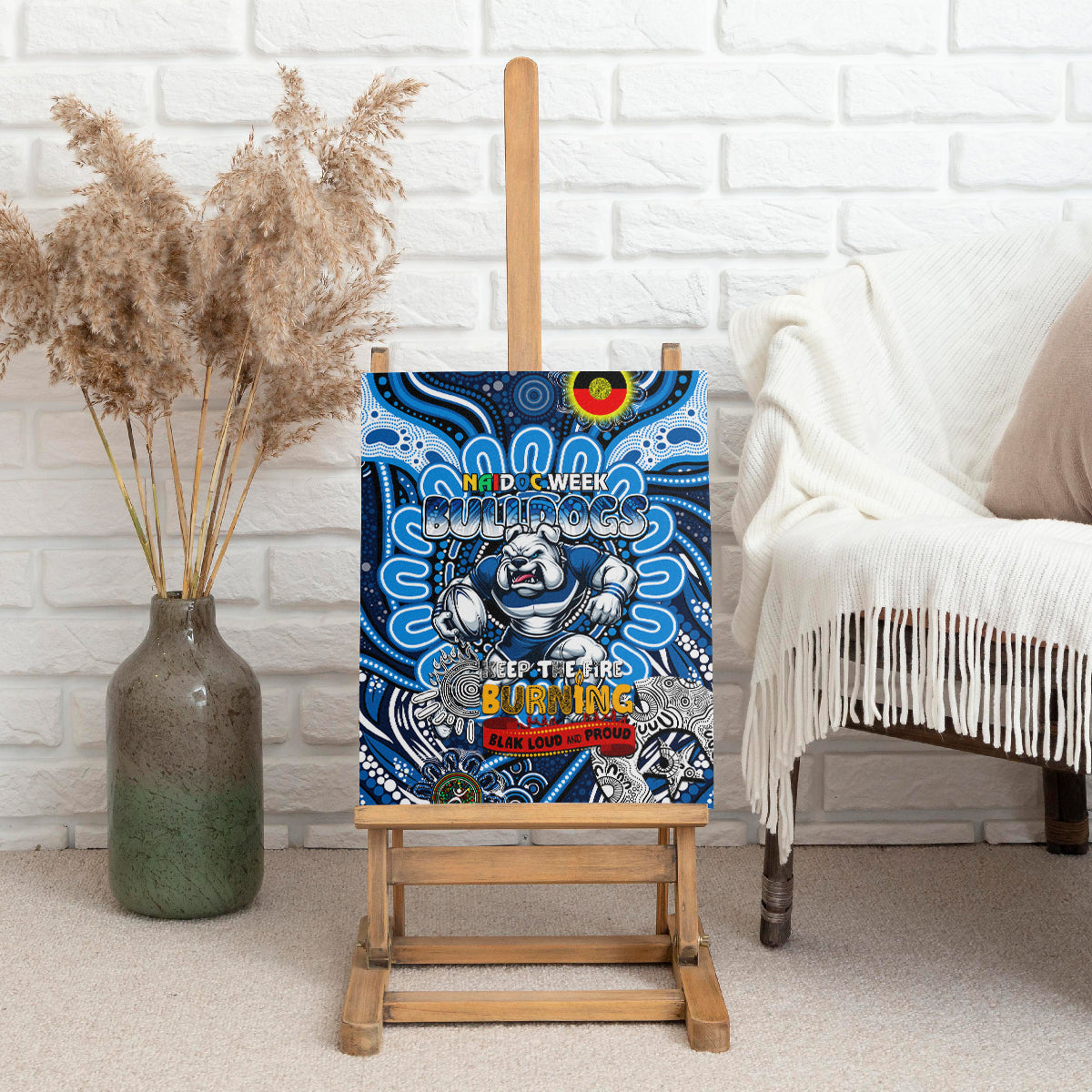 NAIDOC Week 2024 Bulldogs Canvas Wall Art Mascot Rugby