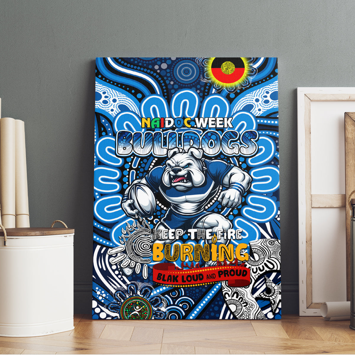 NAIDOC Week 2024 Bulldogs Canvas Wall Art Mascot Rugby