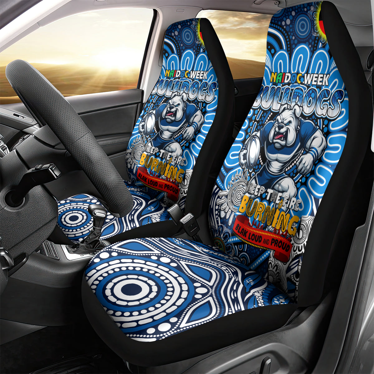 NAIDOC Week 2024 Bulldogs Car Seat Cover Mascot Rugby