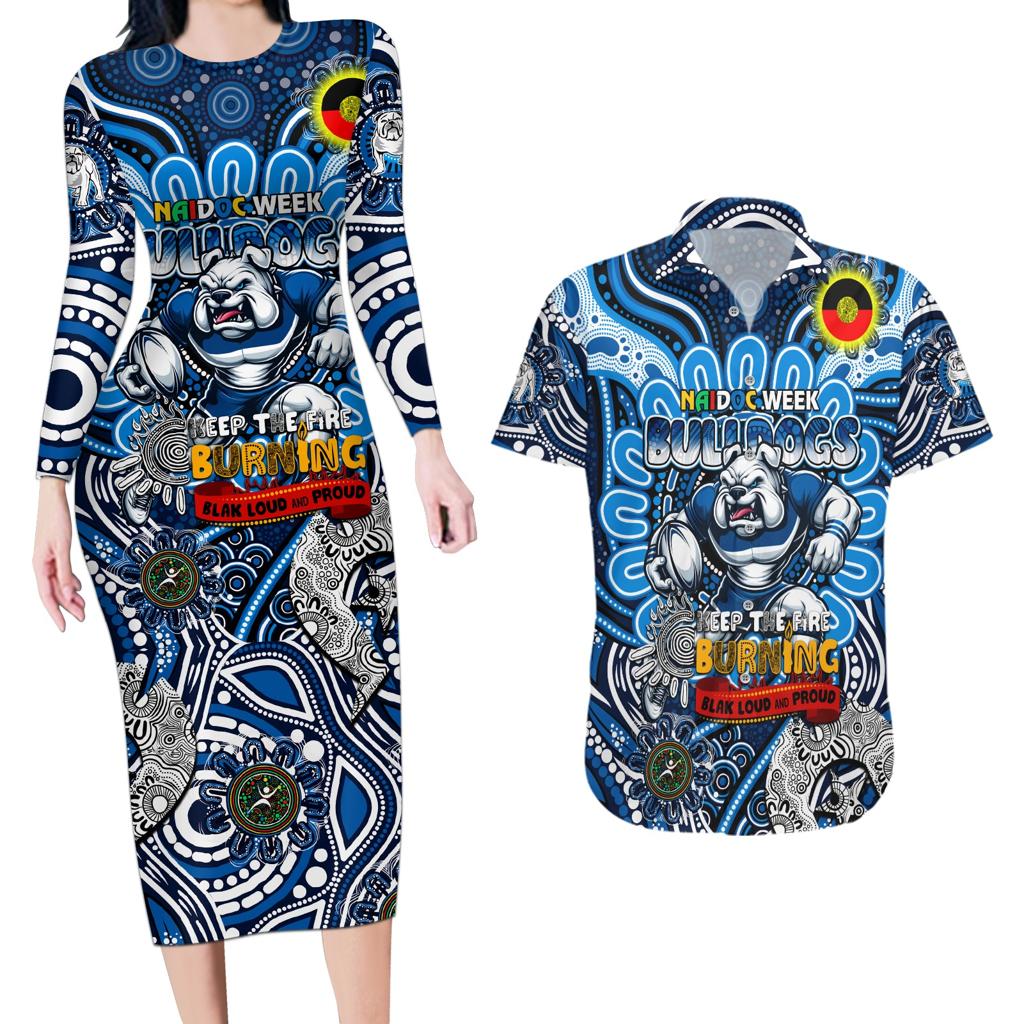 Custom NAIDOC Week 2024 Bulldogs Couples Matching Long Sleeve Bodycon Dress and Hawaiian Shirt Mascot Rugby