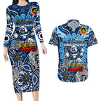 Custom NAIDOC Week 2024 Bulldogs Couples Matching Long Sleeve Bodycon Dress and Hawaiian Shirt Mascot Rugby