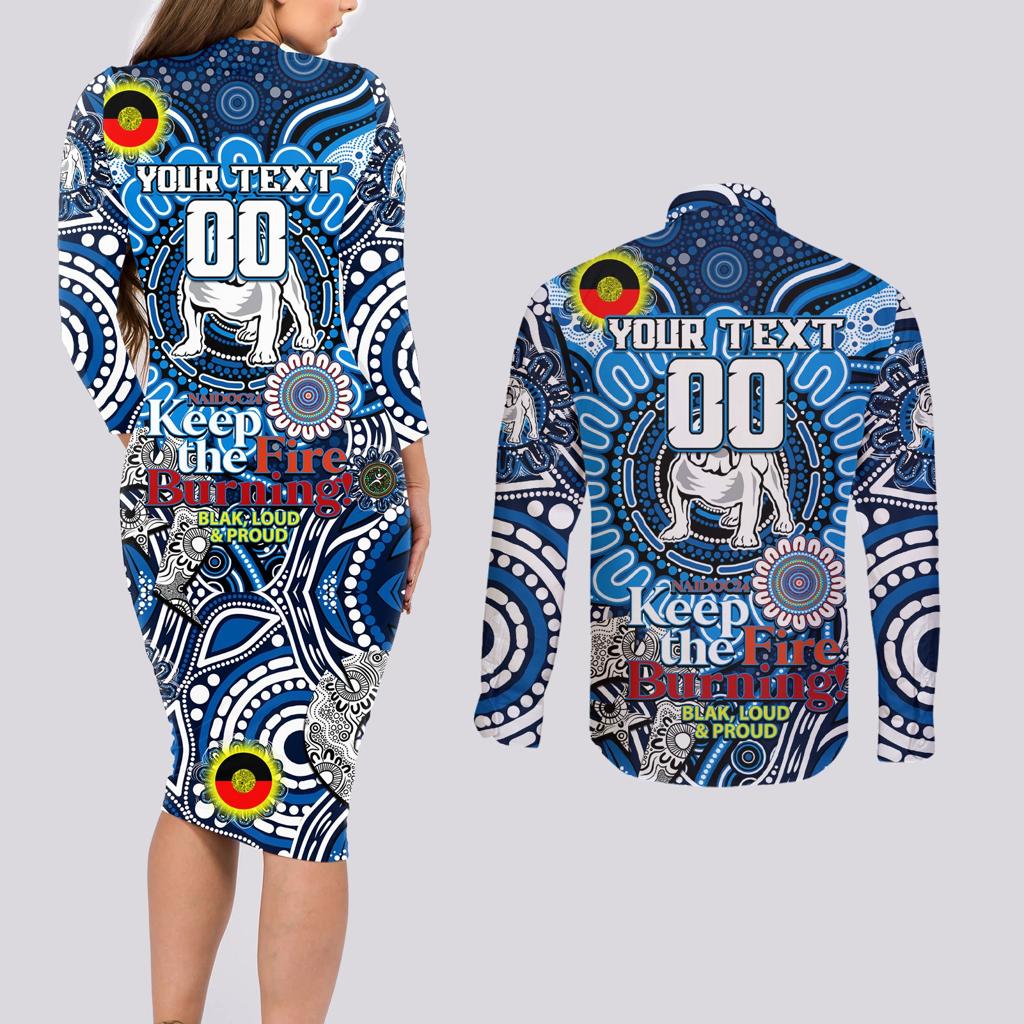 Custom NAIDOC Week 2024 Bulldogs Couples Matching Long Sleeve Bodycon Dress and Long Sleeve Button Shirt Mascot Rugby