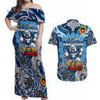 Custom NAIDOC Week 2024 Bulldogs Couples Matching Off Shoulder Maxi Dress and Hawaiian Shirt Mascot Rugby