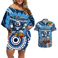 Custom NAIDOC Week 2024 Bulldogs Couples Matching Off Shoulder Short Dress and Hawaiian Shirt Mascot Rugby