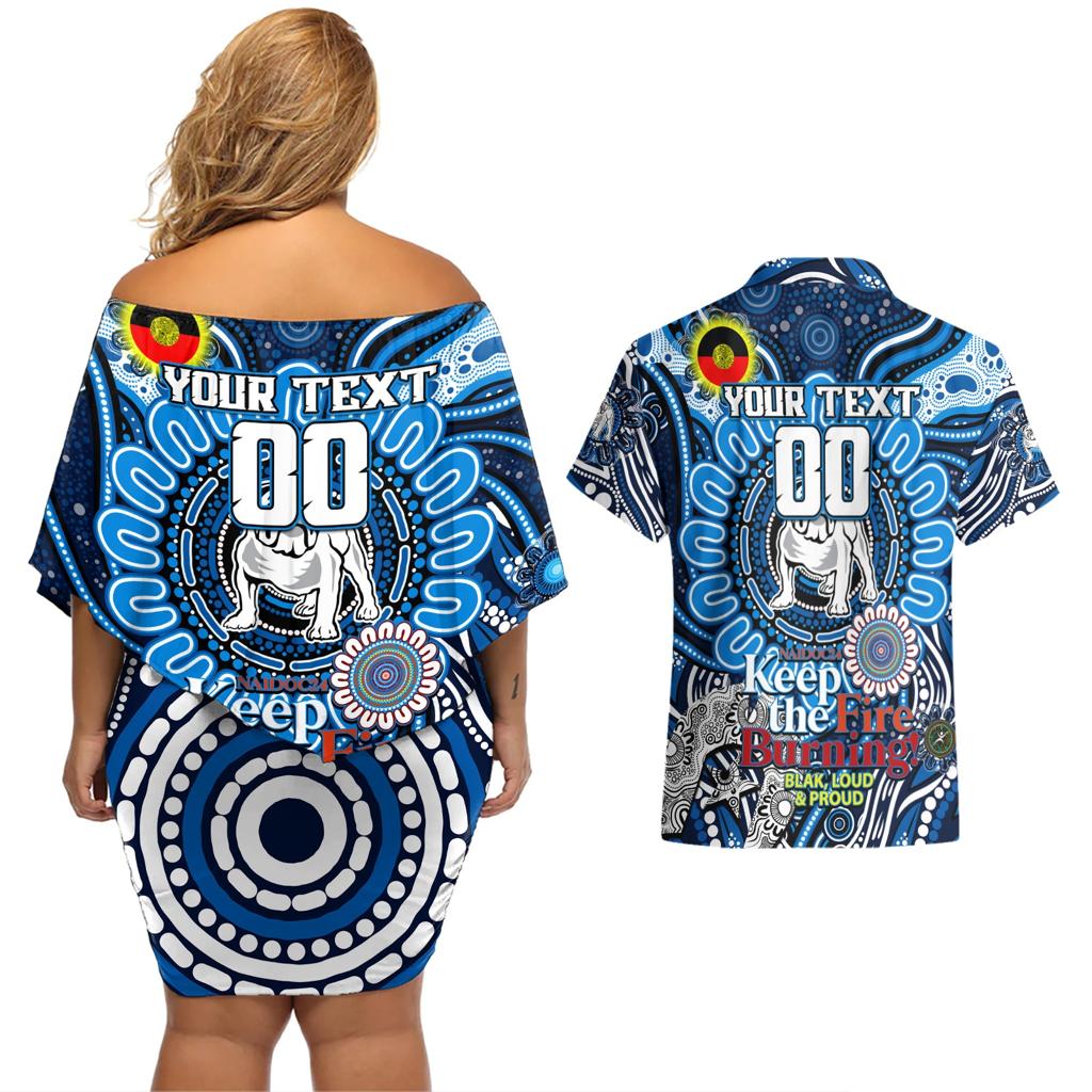 Custom NAIDOC Week 2024 Bulldogs Couples Matching Off Shoulder Short Dress and Hawaiian Shirt Mascot Rugby