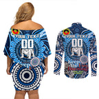 Custom NAIDOC Week 2024 Bulldogs Couples Matching Off Shoulder Short Dress and Long Sleeve Button Shirt Mascot Rugby