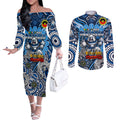 Custom NAIDOC Week 2024 Bulldogs Couples Matching Off The Shoulder Long Sleeve Dress and Long Sleeve Button Shirt Mascot Rugby