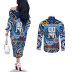 Custom NAIDOC Week 2024 Bulldogs Couples Matching Off The Shoulder Long Sleeve Dress and Long Sleeve Button Shirt Mascot Rugby