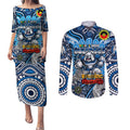 Custom NAIDOC Week 2024 Bulldogs Couples Matching Puletasi and Long Sleeve Button Shirt Mascot Rugby