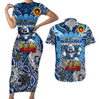 Custom NAIDOC Week 2024 Bulldogs Couples Matching Short Sleeve Bodycon Dress and Hawaiian Shirt Mascot Rugby