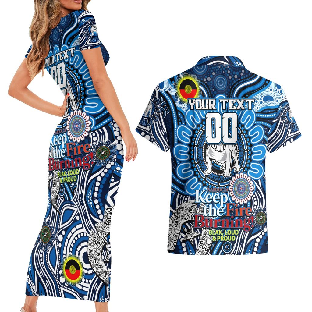 Custom NAIDOC Week 2024 Bulldogs Couples Matching Short Sleeve Bodycon Dress and Hawaiian Shirt Mascot Rugby