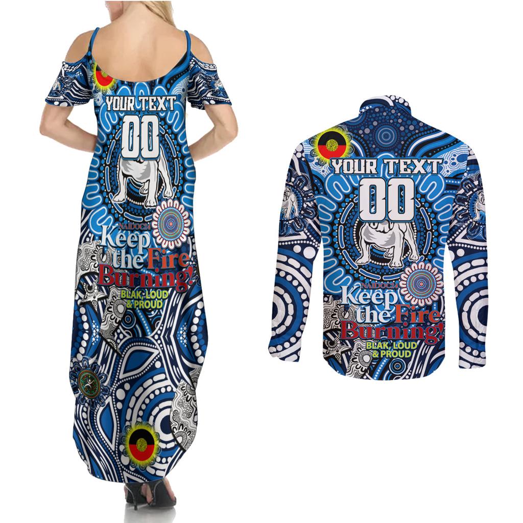 Custom NAIDOC Week 2024 Bulldogs Couples Matching Summer Maxi Dress and Long Sleeve Button Shirt Mascot Rugby