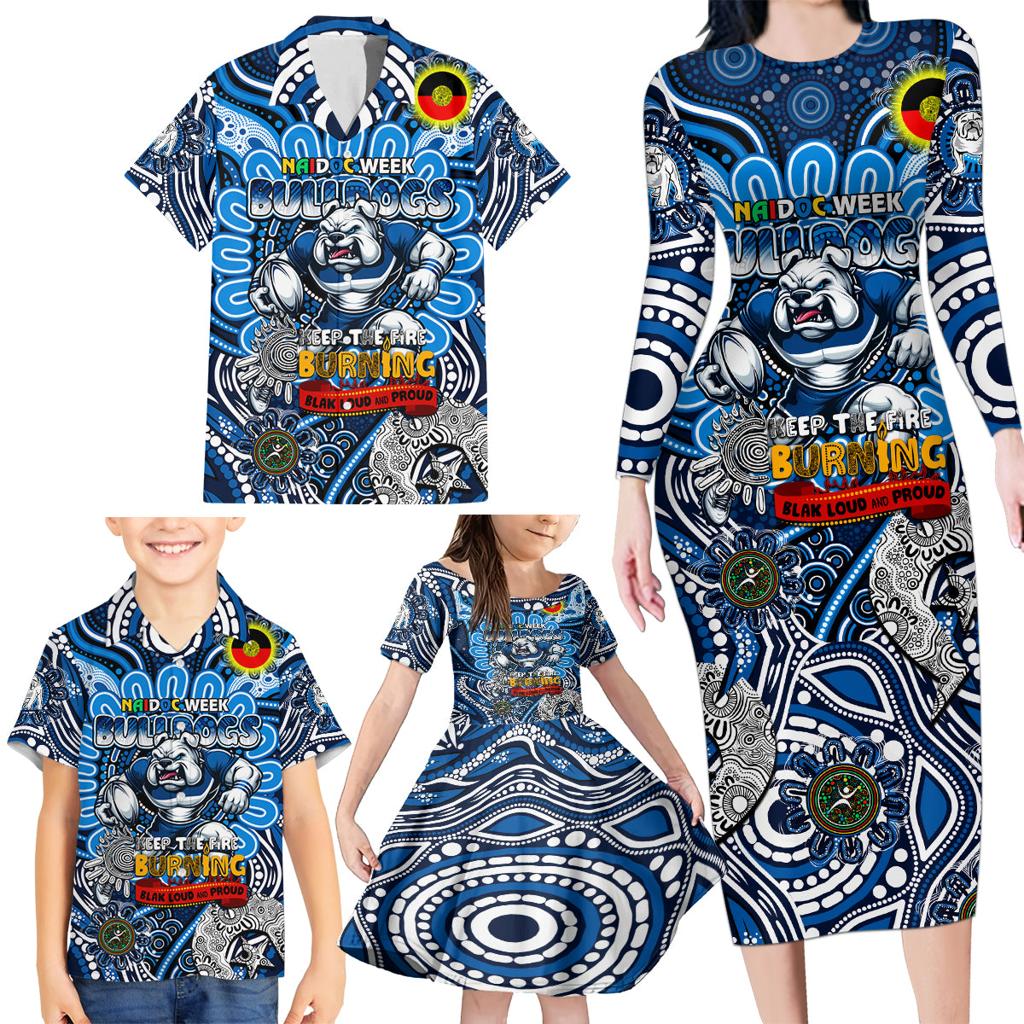 Custom NAIDOC Week 2024 Bulldogs Family Matching Long Sleeve Bodycon Dress and Hawaiian Shirt Mascot Rugby