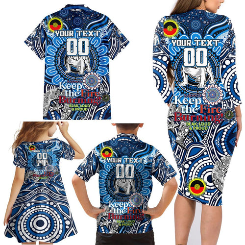 Custom NAIDOC Week 2024 Bulldogs Family Matching Long Sleeve Bodycon Dress and Hawaiian Shirt Mascot Rugby