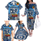 Custom NAIDOC Week 2024 Bulldogs Family Matching Off The Shoulder Long Sleeve Dress and Hawaiian Shirt Mascot Rugby