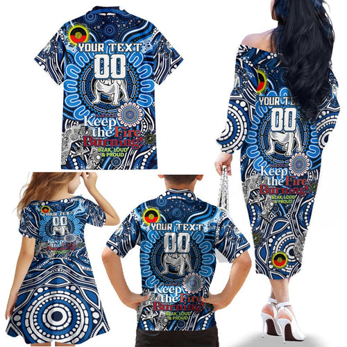 Custom NAIDOC Week 2024 Bulldogs Family Matching Off The Shoulder Long Sleeve Dress and Hawaiian Shirt Mascot Rugby