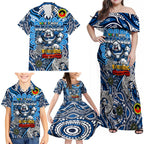 Custom NAIDOC Week 2024 Bulldogs Family Matching Off Shoulder Maxi Dress and Hawaiian Shirt Mascot Rugby
