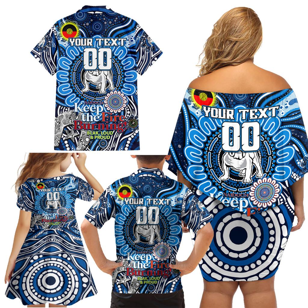 Custom NAIDOC Week 2024 Bulldogs Family Matching Off Shoulder Short Dress and Hawaiian Shirt Mascot Rugby