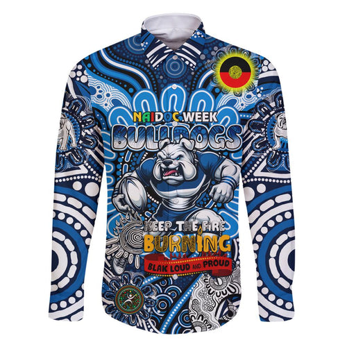 Custom NAIDOC Week 2024 Bulldogs Family Matching Off Shoulder Short Dress and Hawaiian Shirt Mascot Rugby